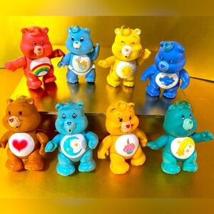 CARE BEARS VTG 80’s COLLECTIBLE BUNDLE OF 8 POSABLE CARE BEARS by KENNER 3.5”